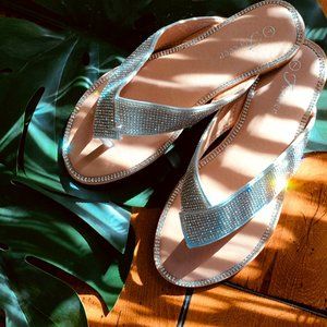 NEW🔥Diamante Thong Open Toe Flip Flop Flat Sandal
